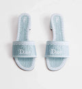 DIOR DENTELLE HEELED SLIDE SKY BLUE