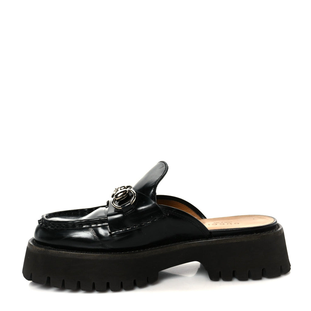 MAGNUM CALFSKIN WOMENS HORSEBIT PLATFORM MULES BLACK