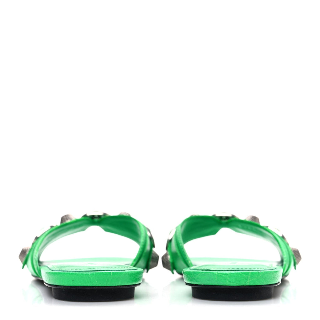 AGNEAU ARENA CAGOLE FLAT SLIDE SANDALS VIVID GREEN