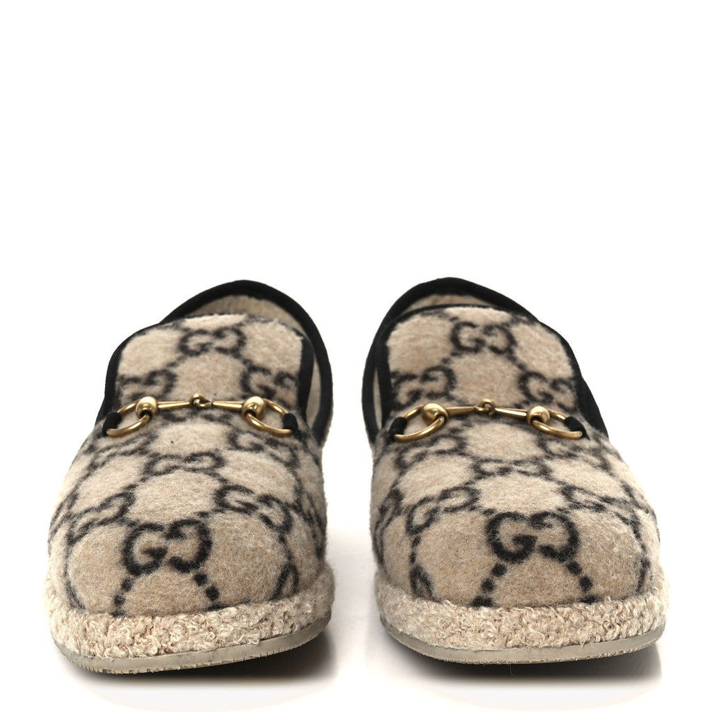 COVERED WOOL GG MONOGRAM MENS FRIA HORSEBIT LOAFERS BEIGE EBONY BLACK BUTTERSCOTCH