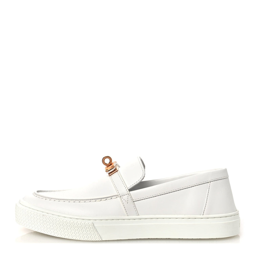 CALFSKIN GAME SLIP ON SNEAKERS WHITE