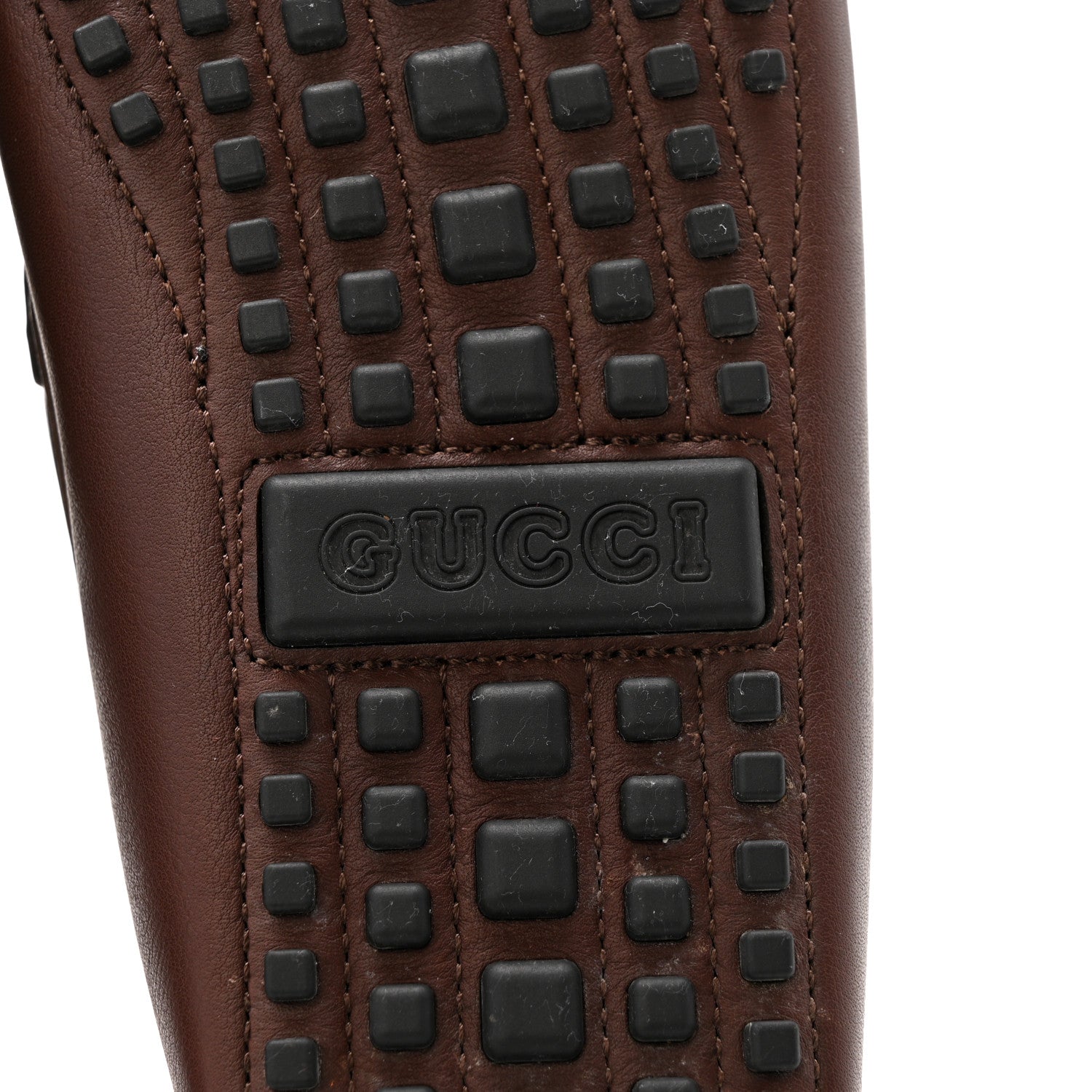 CALFSKIN FRINGE INTERLOCKING G MENS DRIVER LOAFERS BROWN