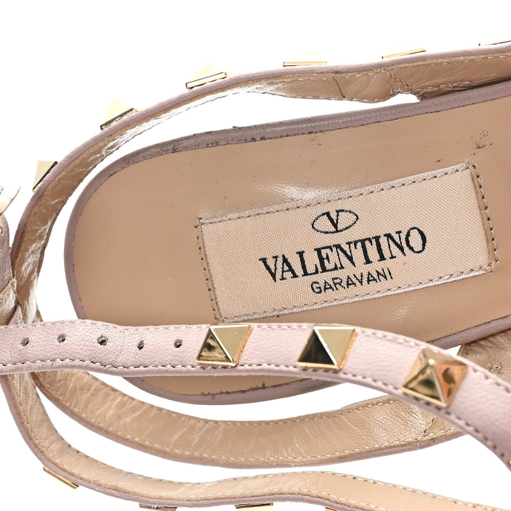 PATENT NAPPA ROCKSTUD ANKLE STRAP 100MM PUMPS CAMEL ROSE POUDRE