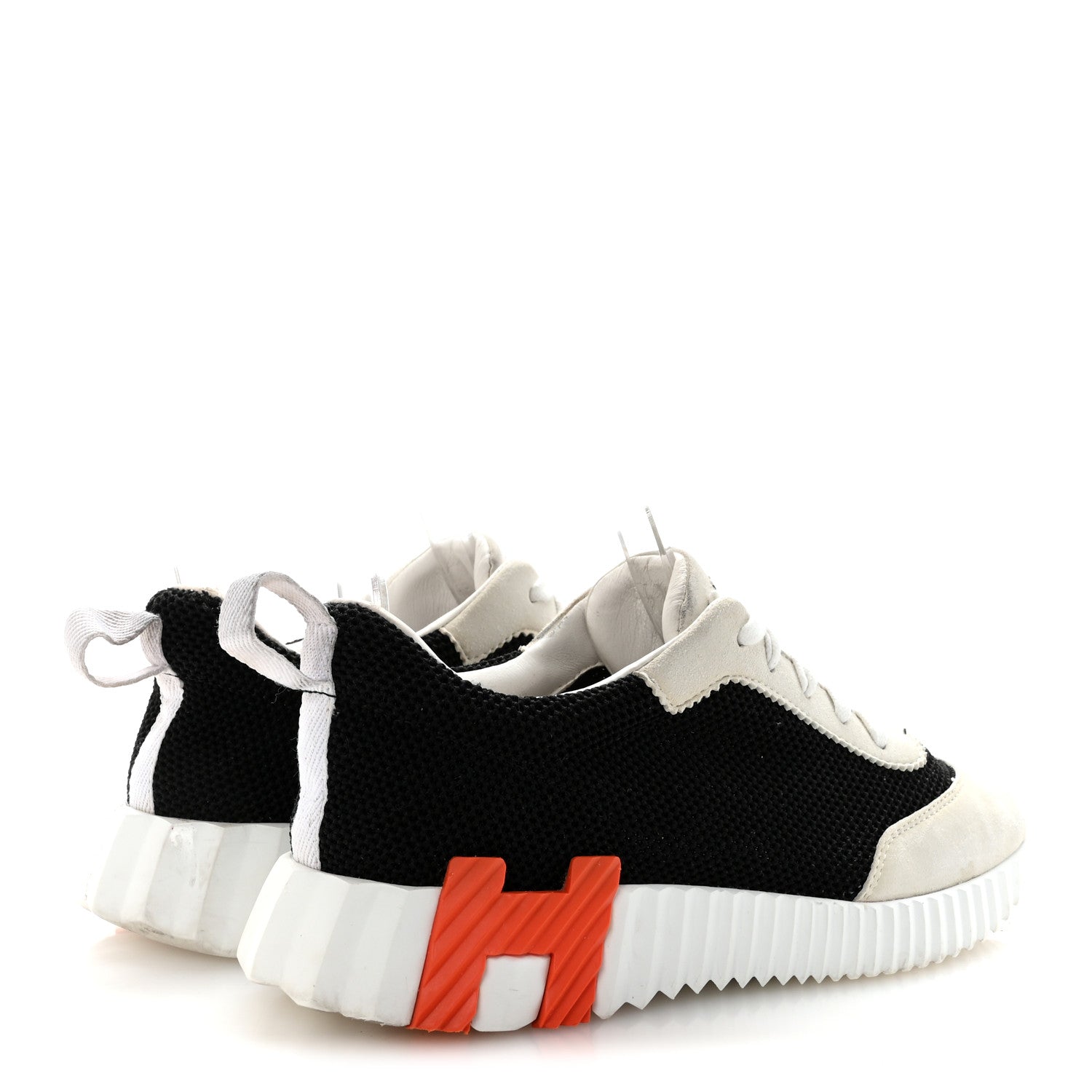 AIR MESH SUEDE GOATSKIN BOUNCING SNEAKERS BLACK ORANGE