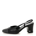 LAMBSKIN CAP TOE CC SLINGBACK PUMPS BLACK DARK GREY