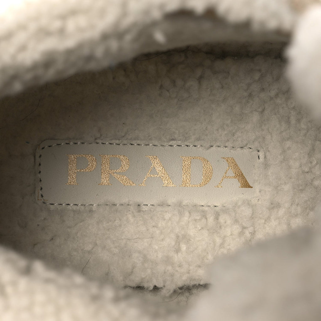 SUEDE SHEARLING MID TOP SNEAKERS ECRU