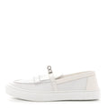 EPSOM CALFSKIN GAME SLIP ON FRINGE SNEAKERS WHITE