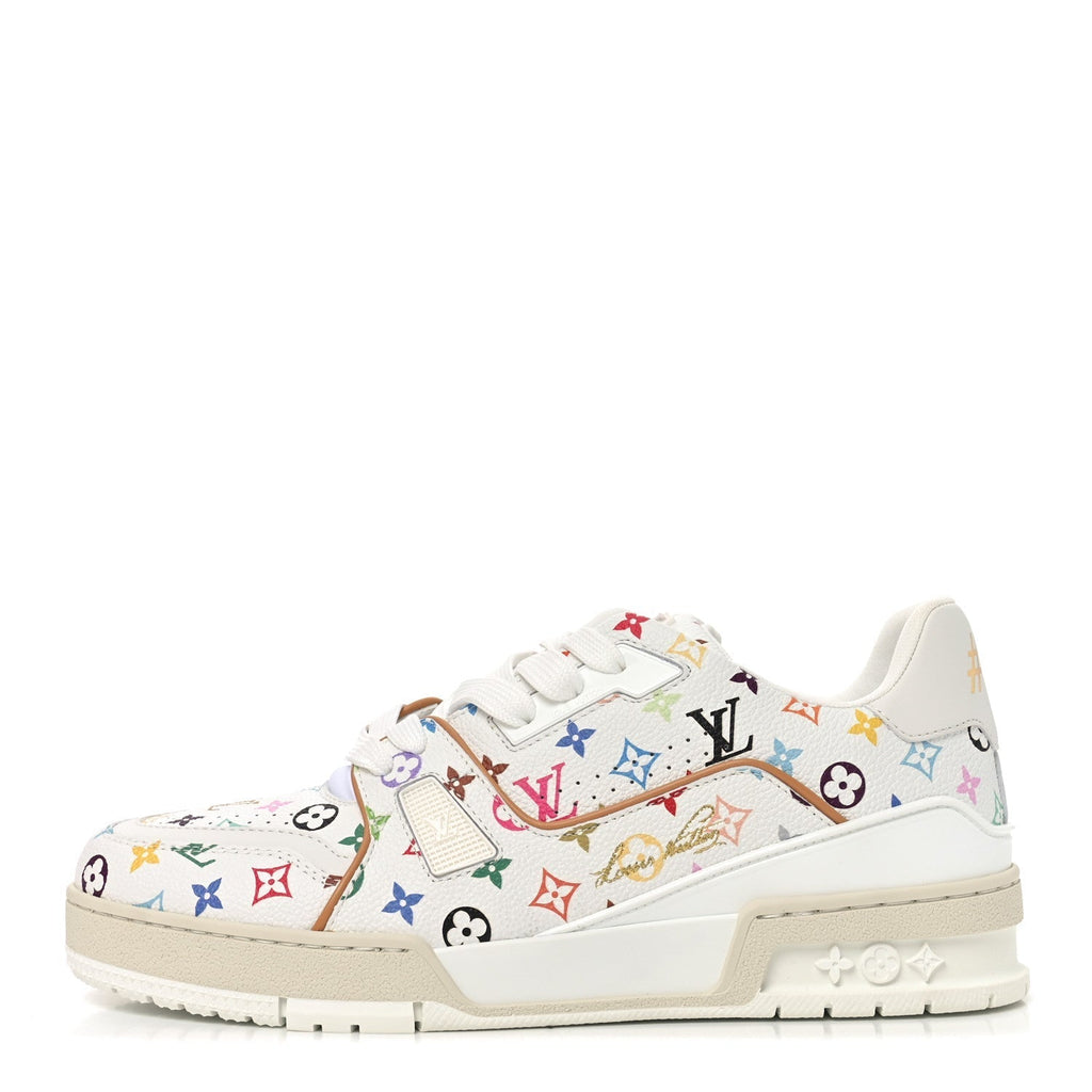 LV X TM CALFSKIN MONOGRAM MULTICOLOR WOMENS LV TRAINER SNEAKERS WHITE MULTICOLOR