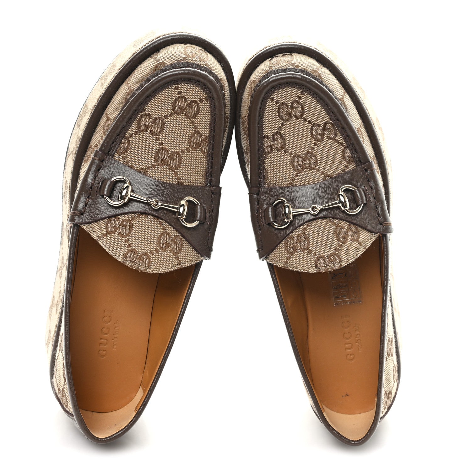 MONOGRAM HORSEBIT CALFSKIN WOMENS HORSEBIT WEDGE PLATFORM LOAFERS BEIGE EBONY