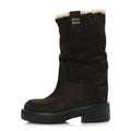 SUEDE SHEARLING VINTAGE EFFECT MID CALF BOOTS MORRO