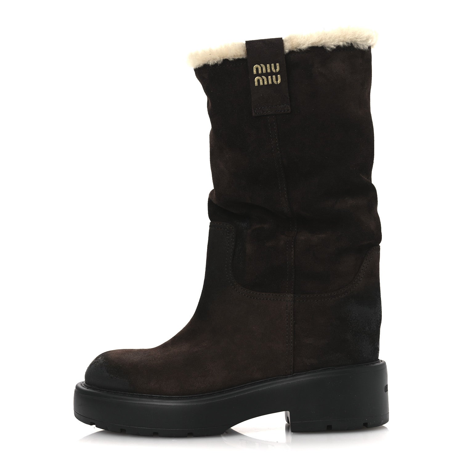 SUEDE SHEARLING VINTAGE EFFECT MID CALF BOOTS MORRO