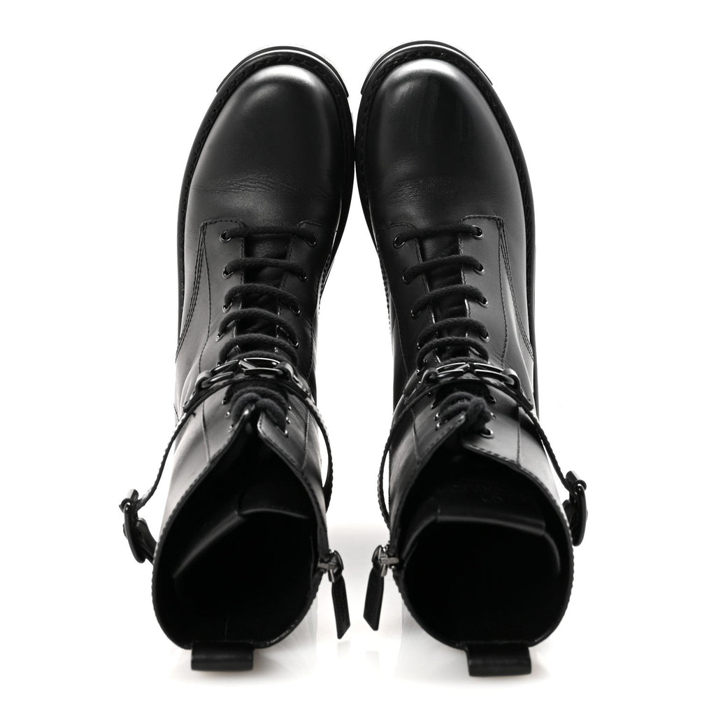CALFSKIN VLOGO /50MM COMBAT BOOTS BLACK