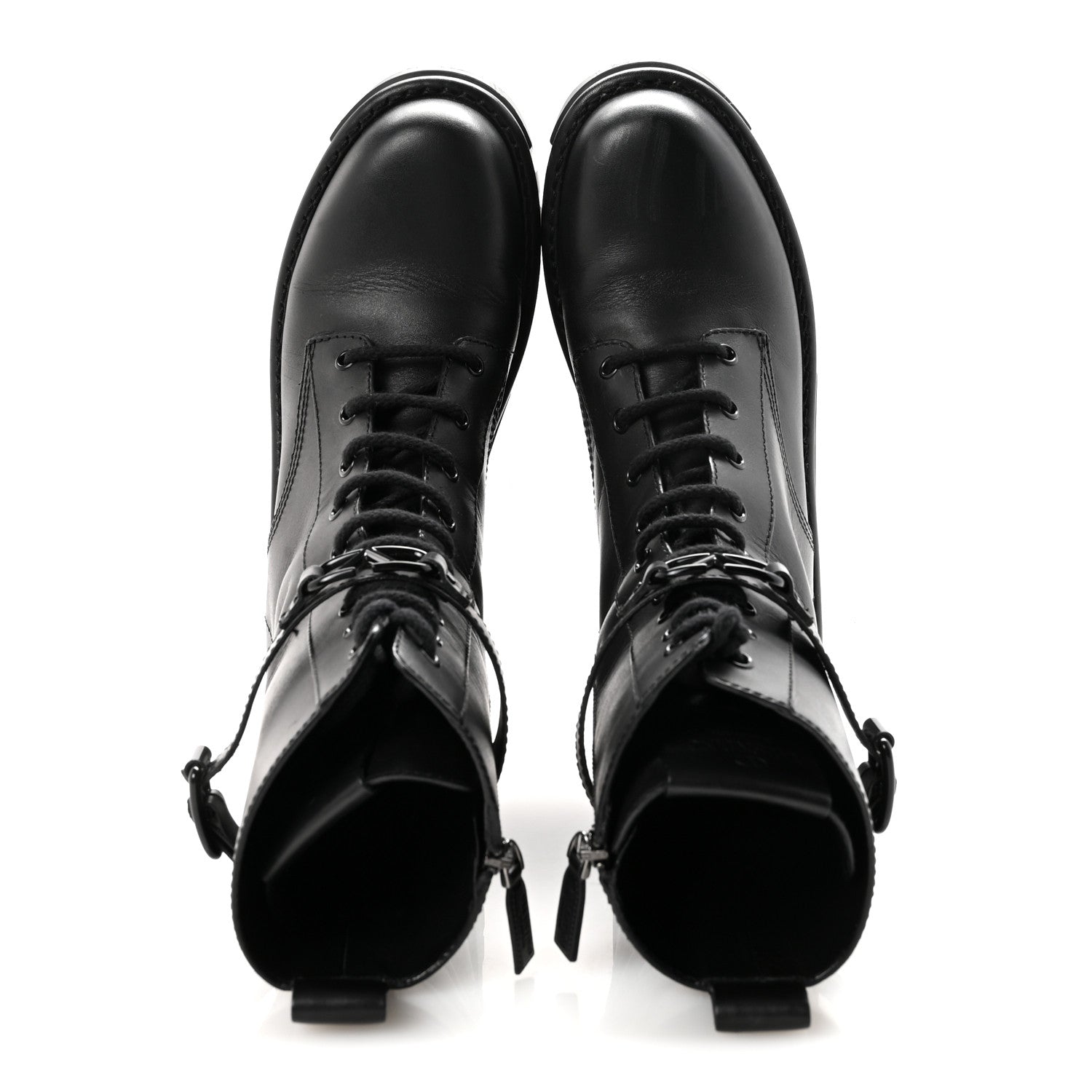 CALFSKIN VLOGO /50MM COMBAT BOOTS BLACK