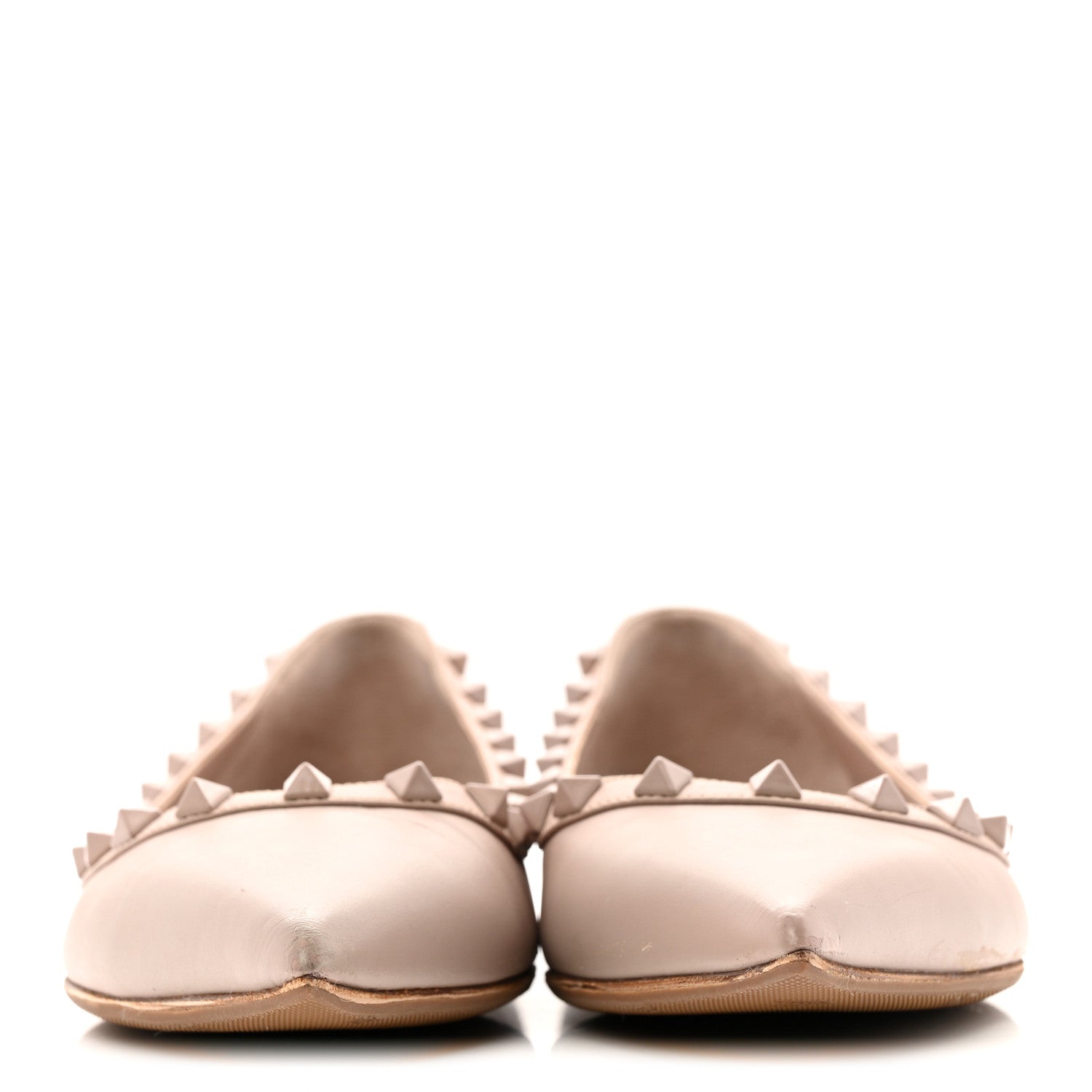 CALFSKIN LACQUERED MONOCHROME ROCKSTUD BALLERINA FLATS POUDRE