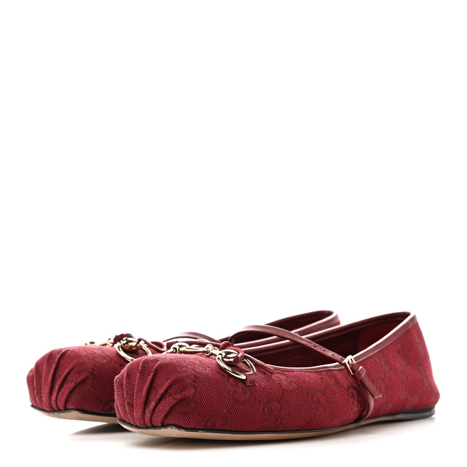 GG MONOGRAM HORSEBIT BALLET FLATS ROSSO ANCORA