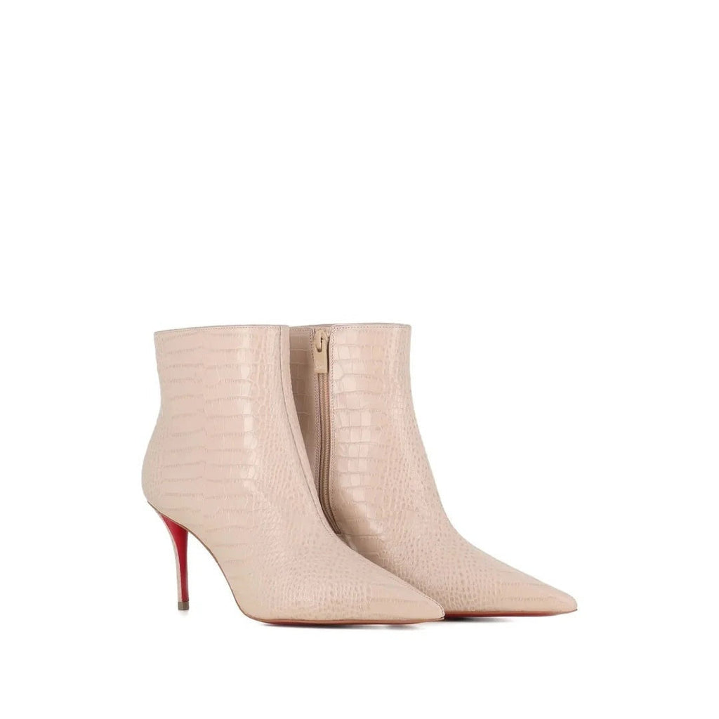 Christian Louboutin Miss Z 80 Leather Ankle Boots - Beige/Nude