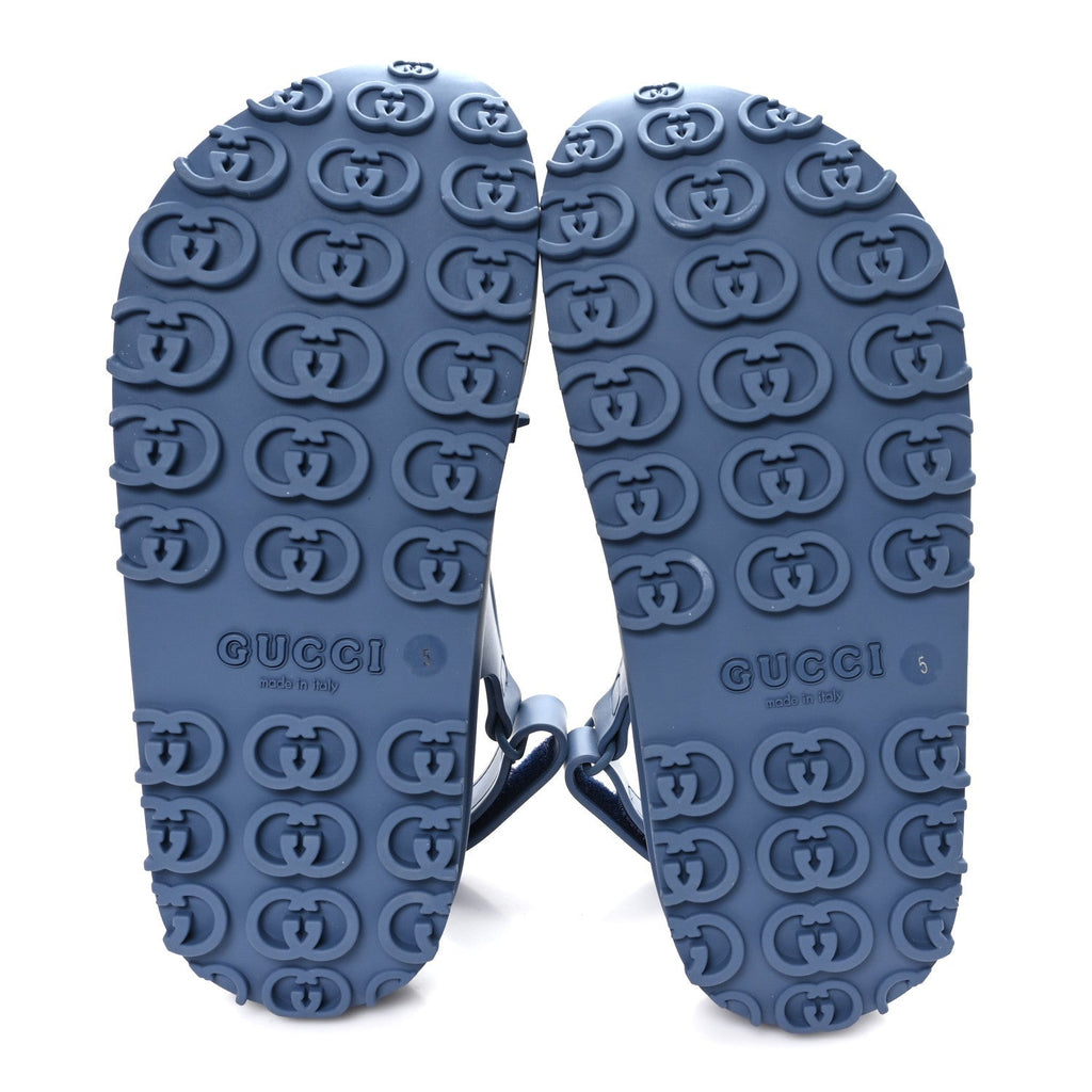 SOFT RUBBER HORSEBIT MENS PLATFORM SLINGBACK SANDALS WASHED INDIGO