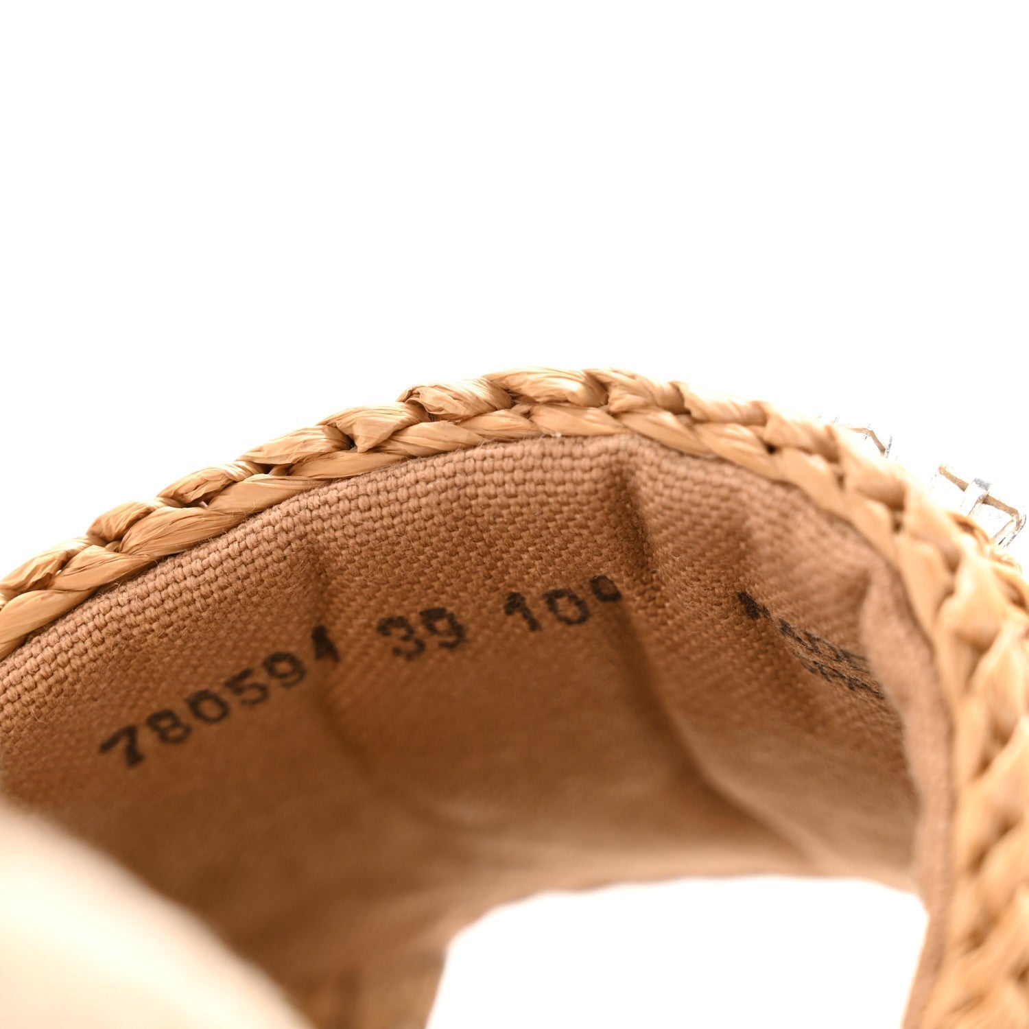 RAFFIA CANVAS CRYSTAL INTERLOCKING G ESPADRILLES BEIGE