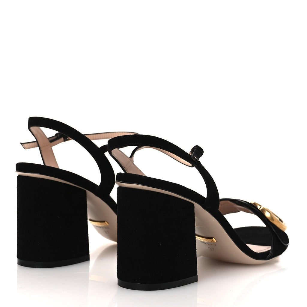 KID SCAMOSCIATO GG MARMONT ANKLE WRAP 75MM SANDALS BLACK