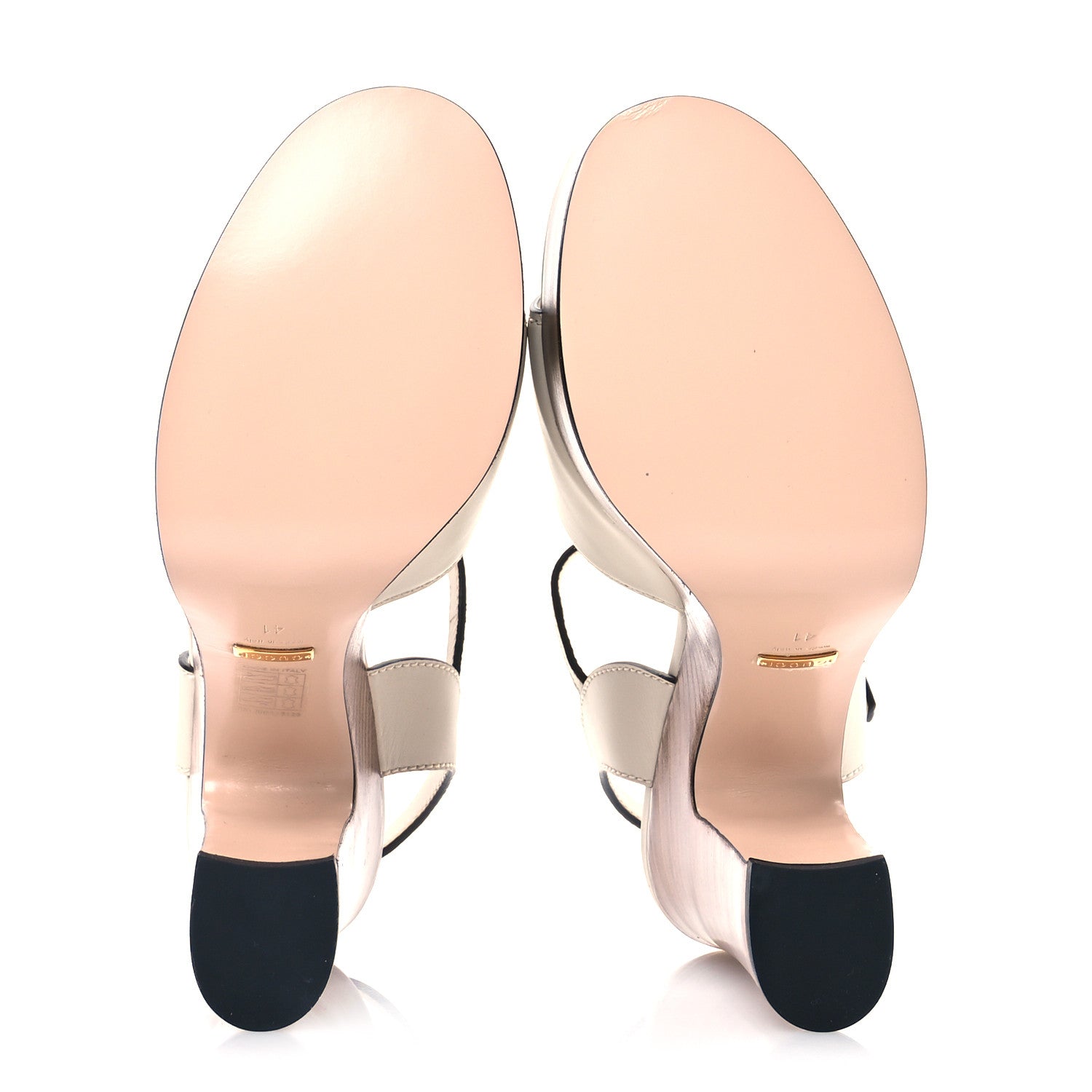 COSMOS SOFTY CALFSKIN WOODEN INTERLOCKING G CUT-OUT /120MM PLATFORM SANDALS MYSTIC WHITE