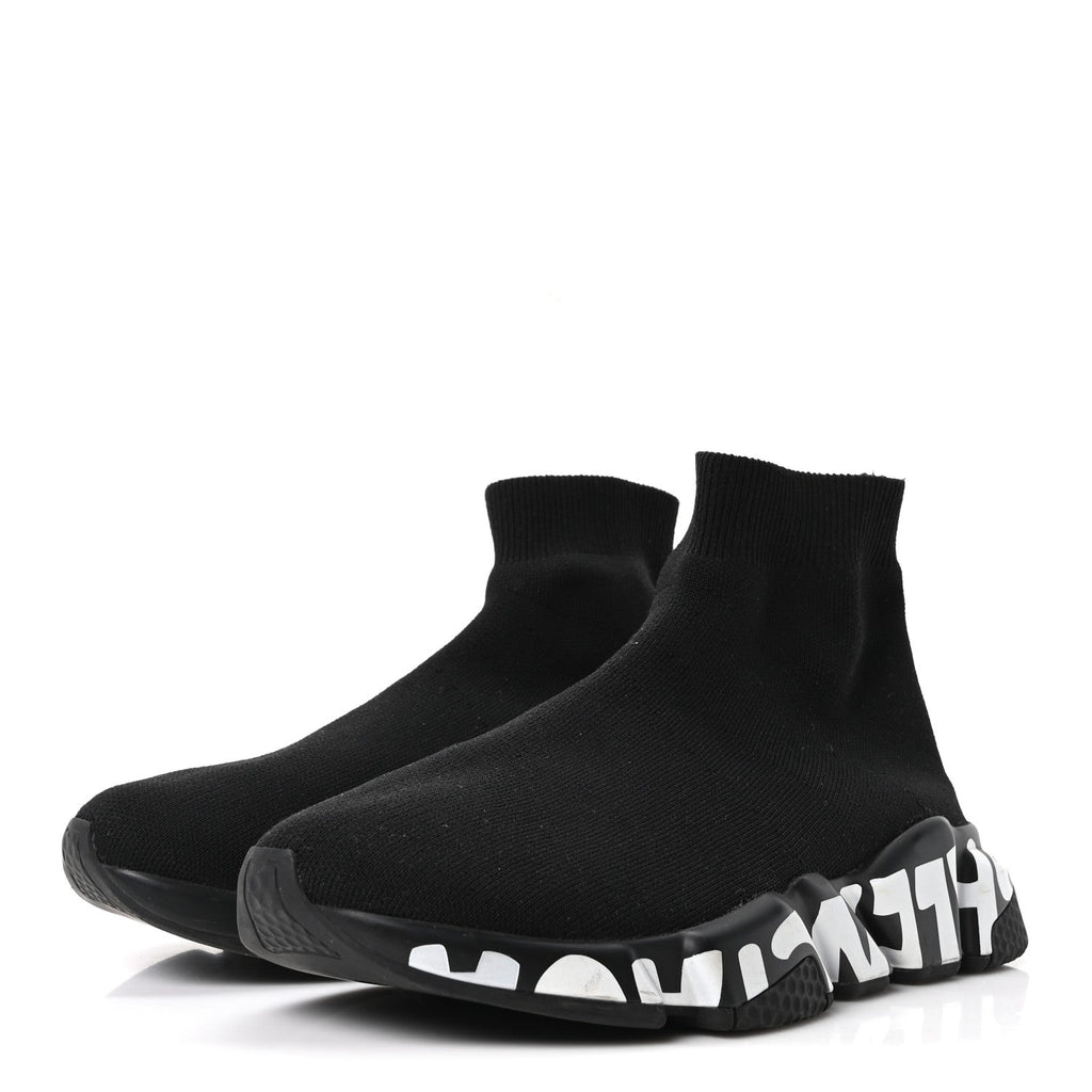 NEOPRENE KNIT WOMENS SPEED GRAFFITI SNEAKERS BLACK WHITE