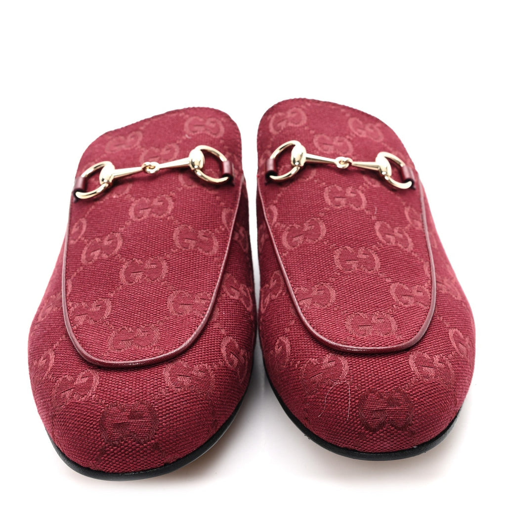 NEW CANVAS GG MONOGRAM MALAGA KID WOMENS PRINCETOWN SLIPPERS ROSSO ANCORA