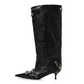 AGNEAU ARENA SPIKED CAGOLE 50MM WIDE BOOTS BLACK