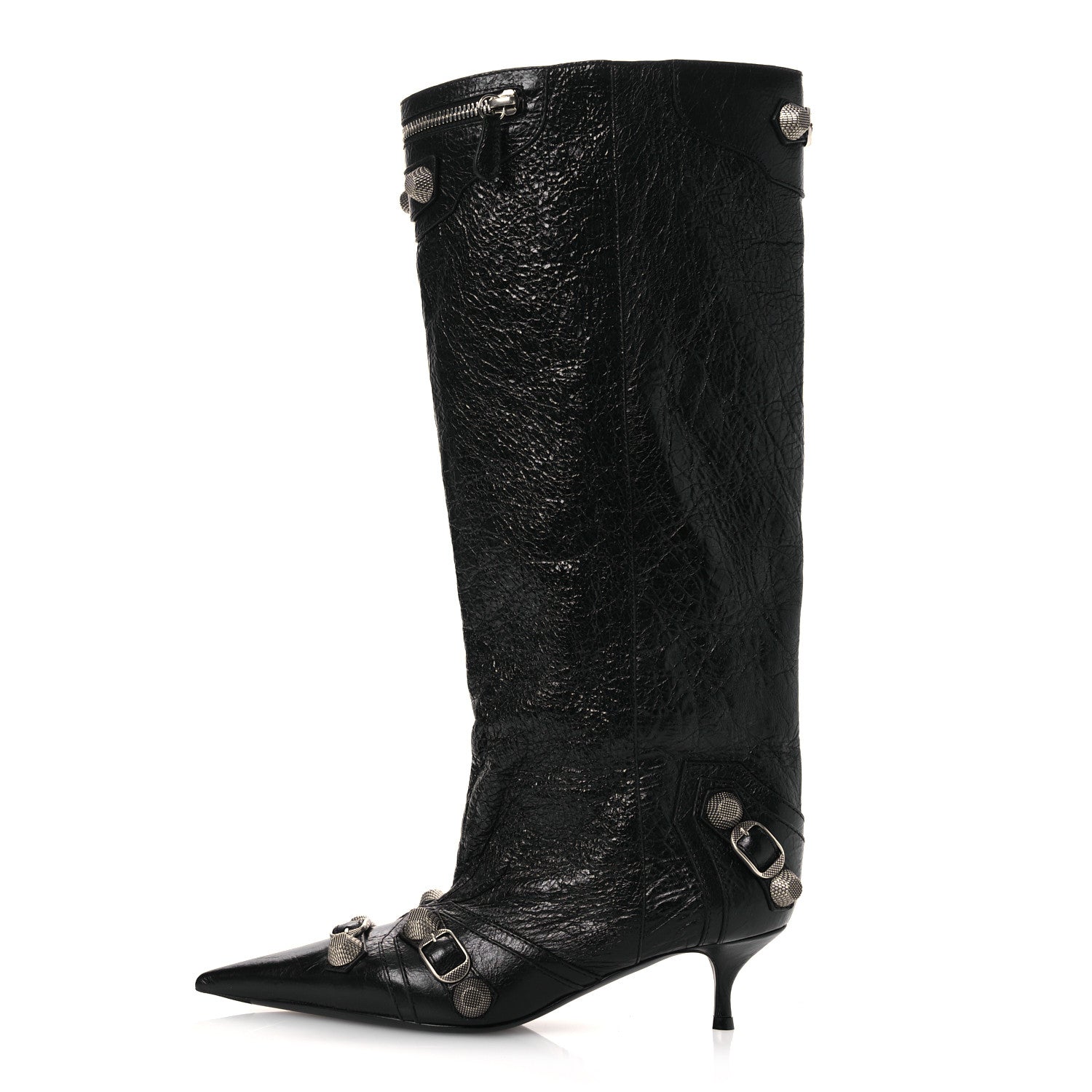 AGNEAU ARENA SPIKED CAGOLE 50MM WIDE BOOTS BLACK