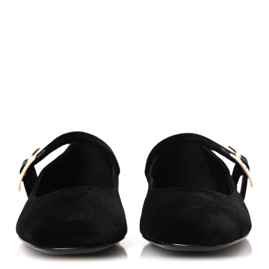 VELVET CRYSTAL JANE BALLET FLATS BLACK