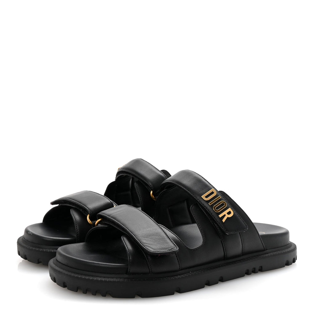 LAMBSKIN DIORACT 10MM SLIDE SANDALS BLACK