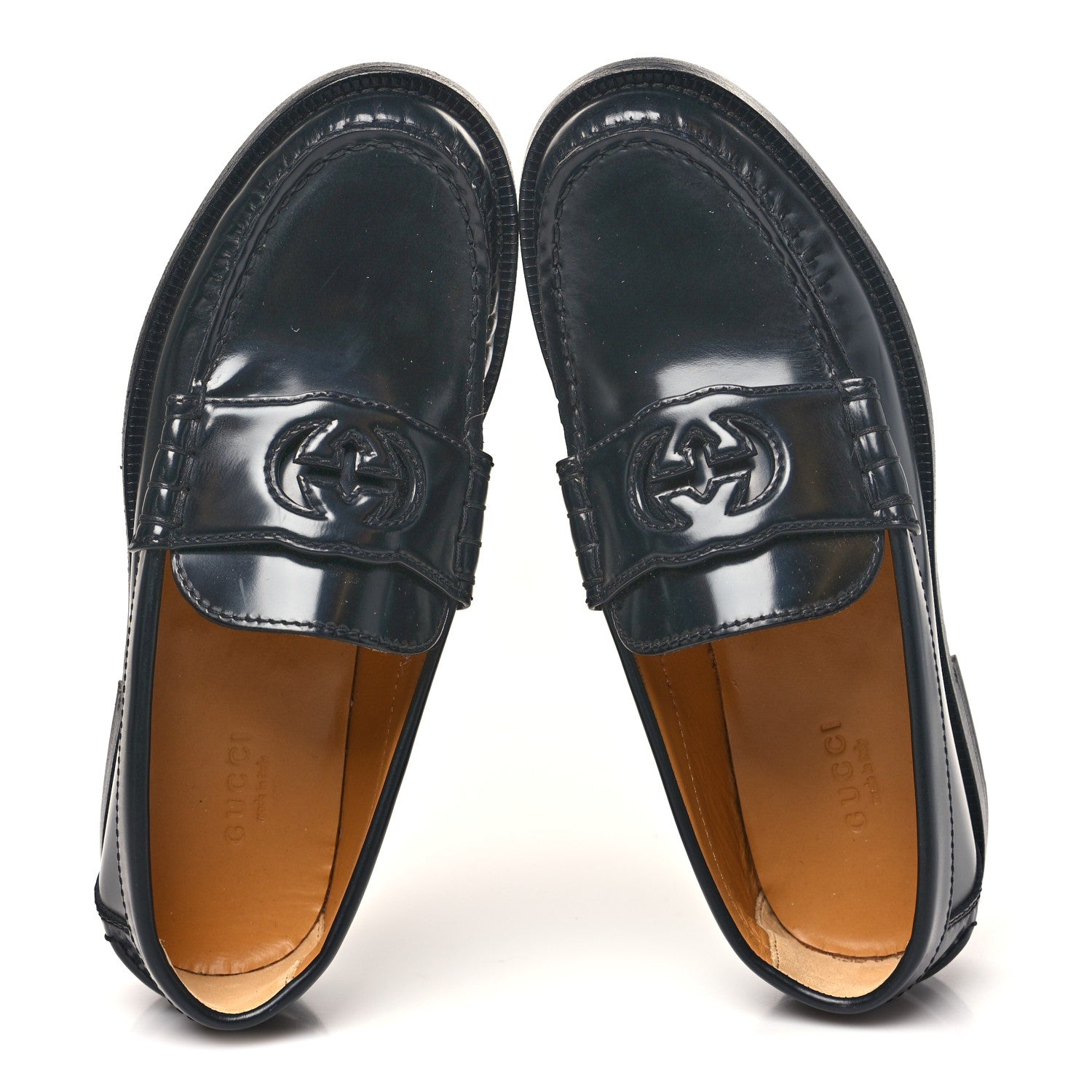 MILLENNIAL RIBOT CUT OUT INTERLOCKING G LOAFERS BLACK