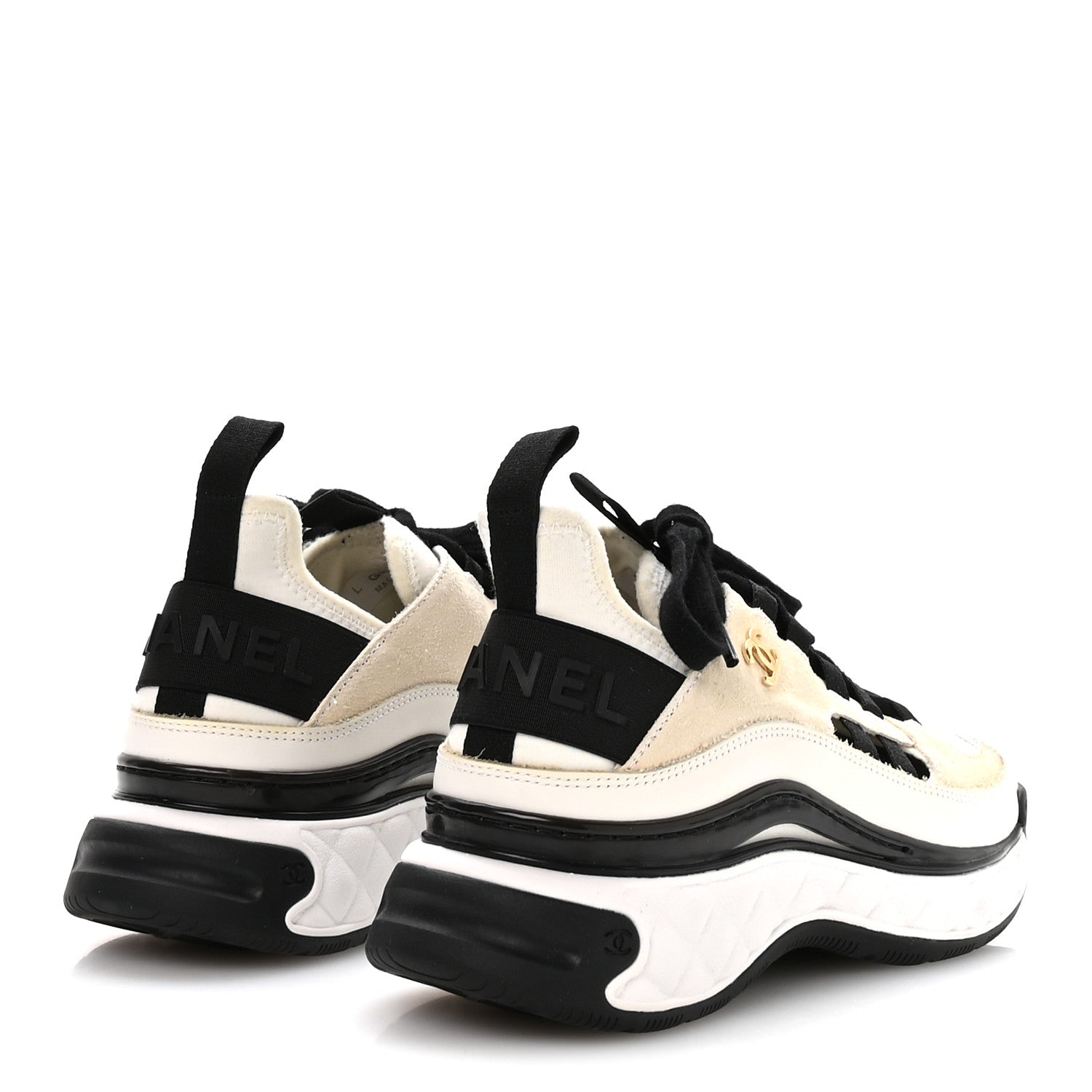 FABRIC CALFSKIN SUEDE CC SNEAKERS IVORY BLACK