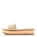 RAFFIA DIORIVIERA EMBROIDERED DWAY PLATFORM SLIDE SANDALS OFF WHITE