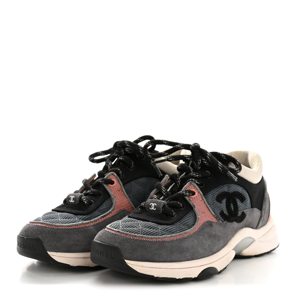 FABRIC CALFSKIN SUEDE WOMENS CC SNEAKERS GREY PINK