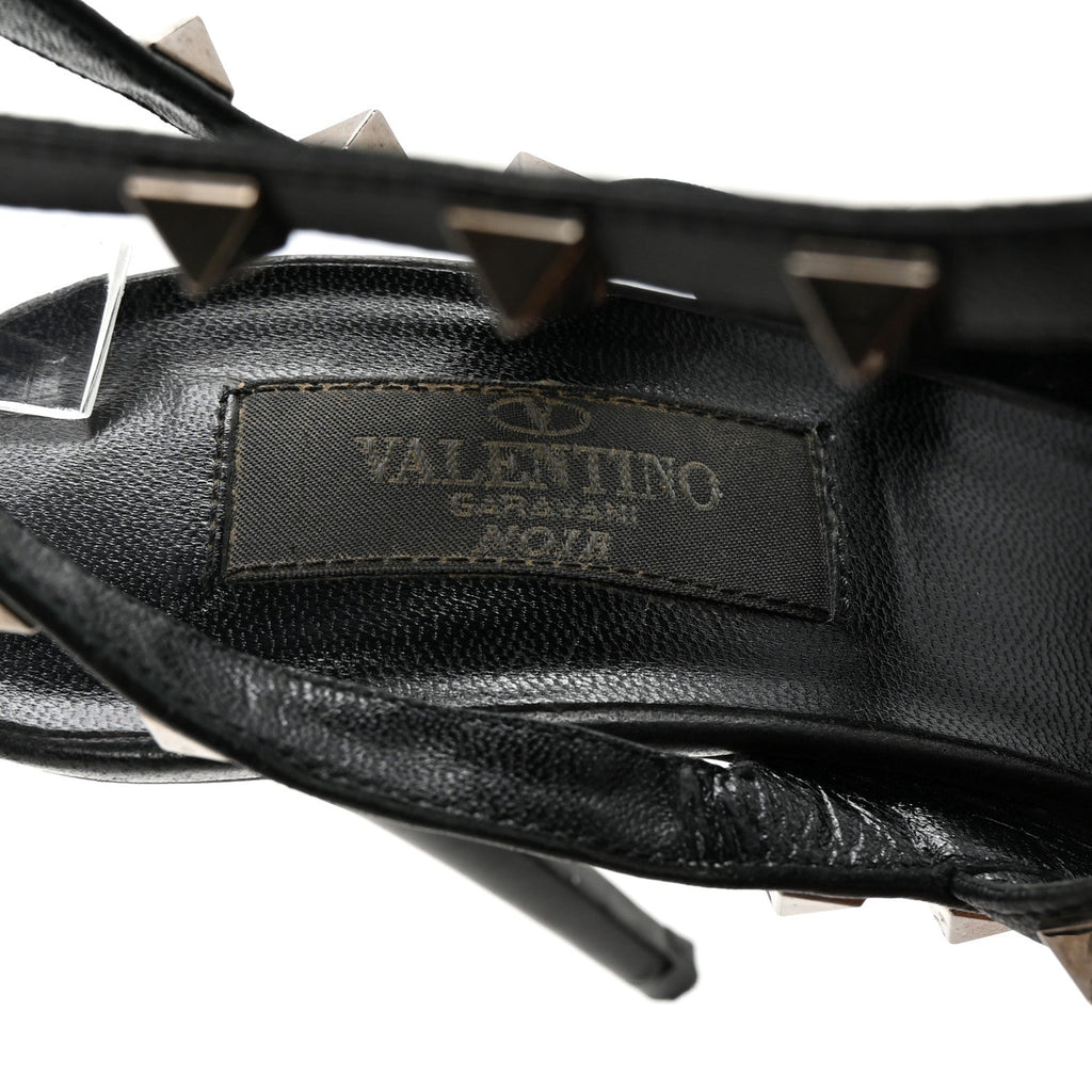 CALFSKIN NAPPA ROCKSTUD ANKLE STRAP 100MM PUMPS BLACK