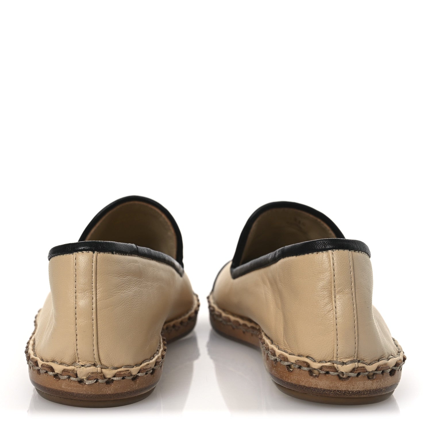 LAMBSKIN CHAIN CC MOCASSIN LOAFER ESPADRILLES BEIGE BLACK