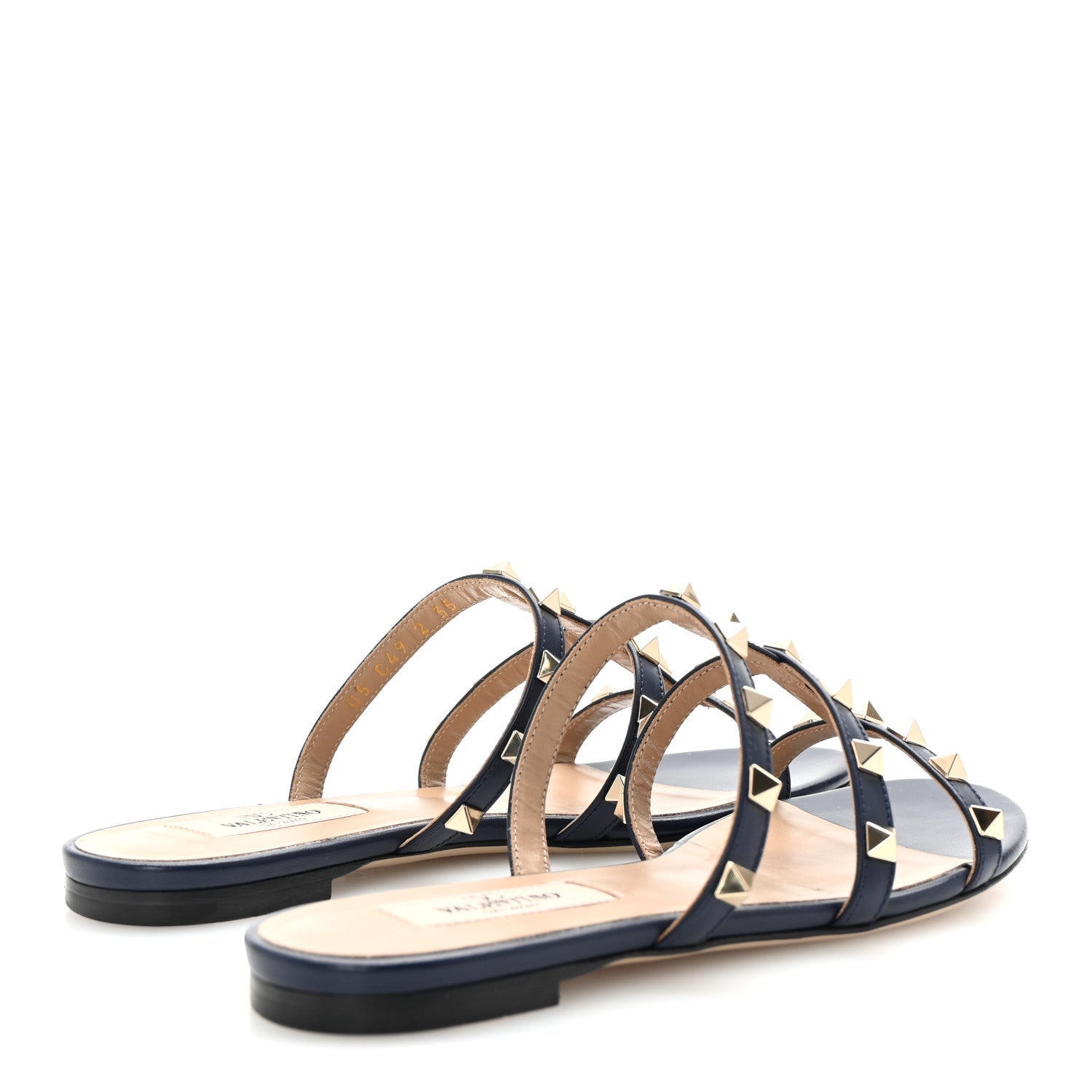 NAPPA ROCKSTUD CAGED FLAT SLIDE SANDALS MARINE