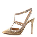METALLIC ELAPHE ROCKSTUD ANKLE STRAP 100MM PUMPS GOLD POUDRE