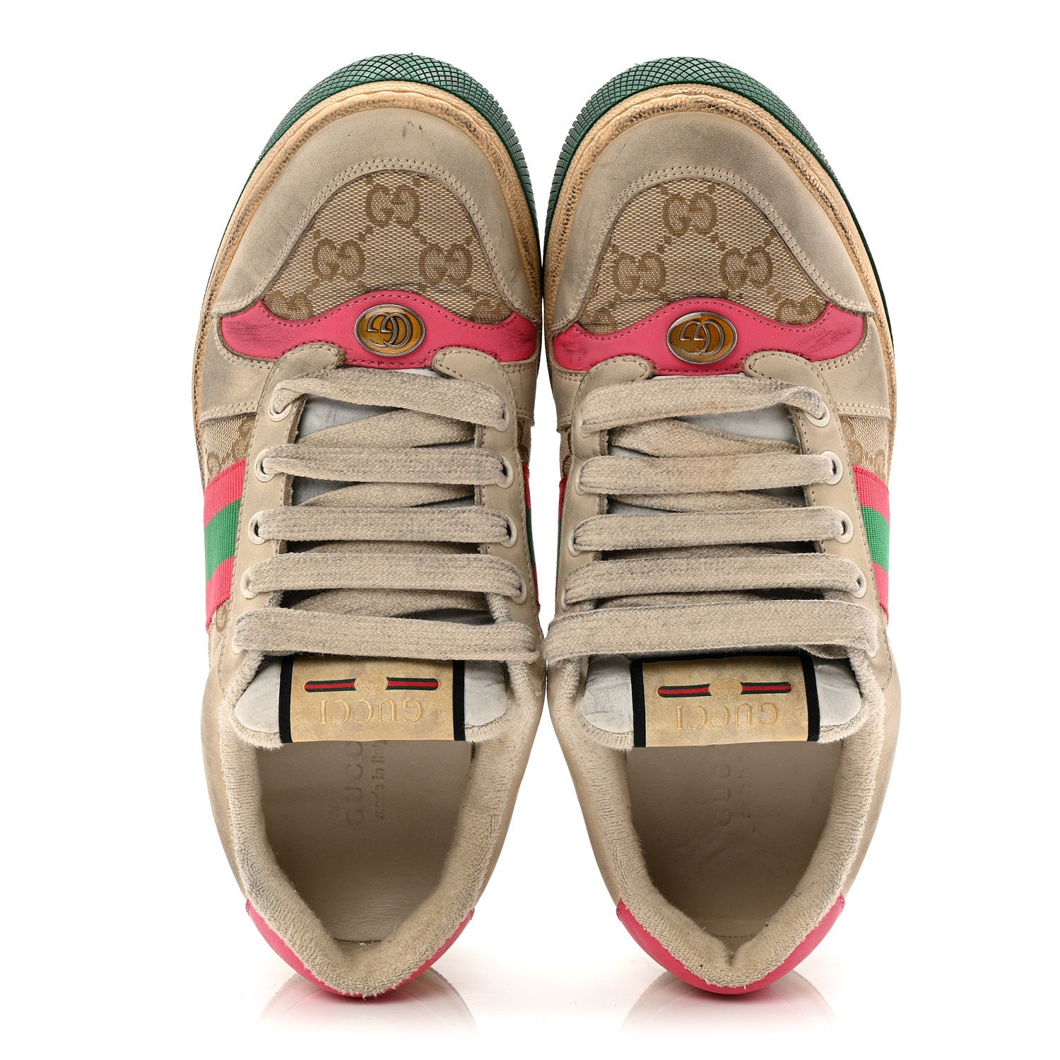GG MONOGRAM NUBUCK WEB WOMENS SCREENER SNEAKERS NEW SAND DUSTY MILK PINK