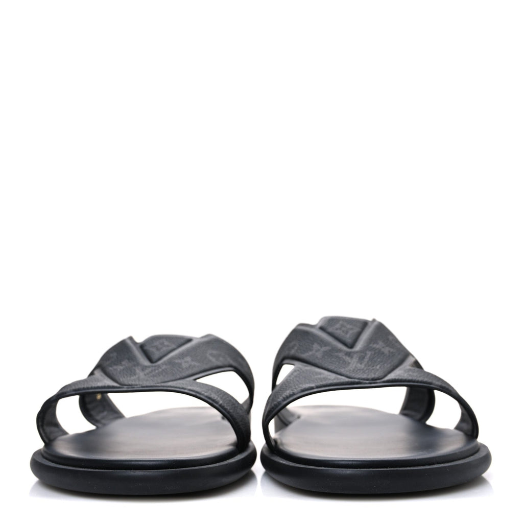 MONOGRAM ECLIPSE CALFSKIN MENS LV OASIS MULES BLACK