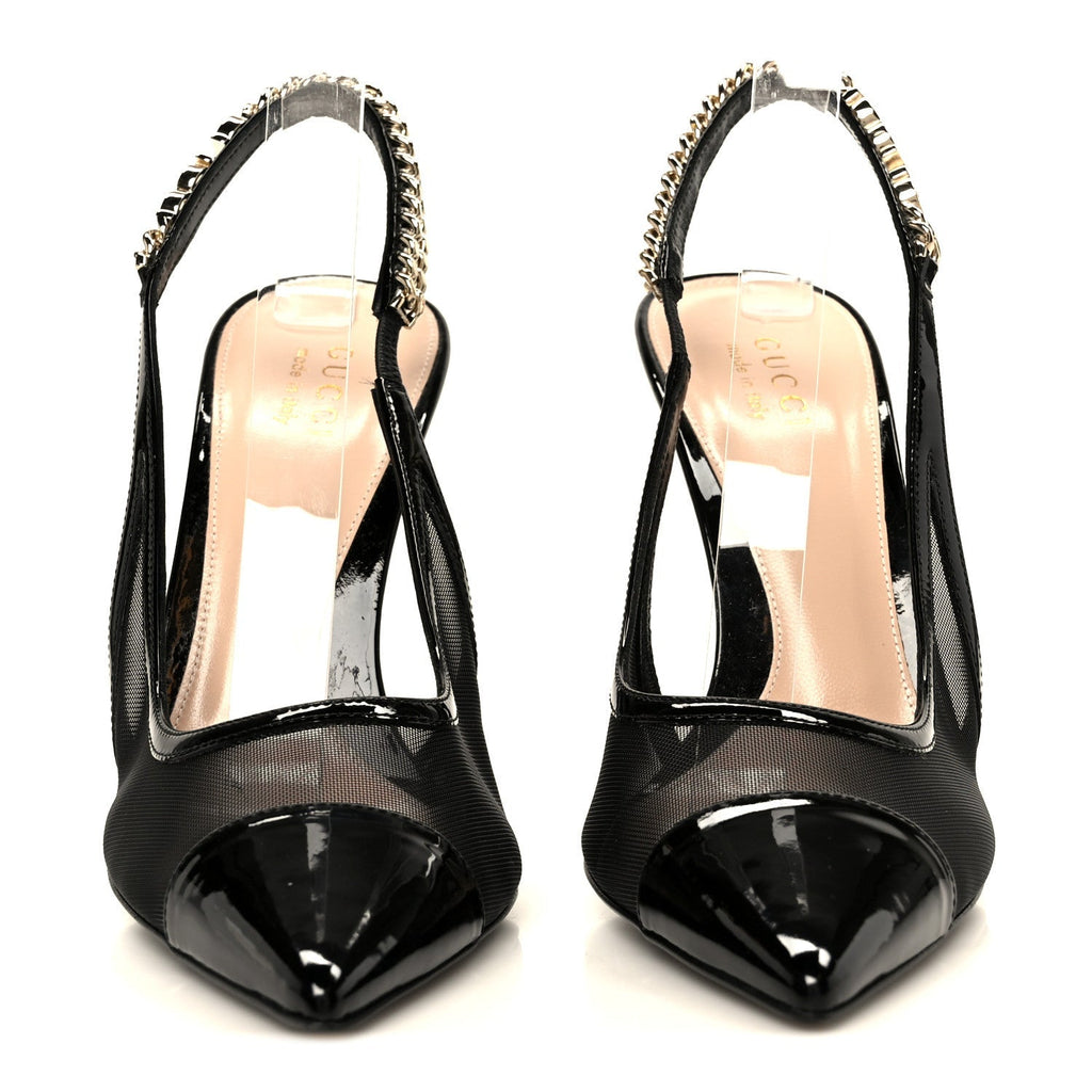 TELA RETINO PATENT SIGNORIA 105MM SLINGBACK PUMPS BLACK