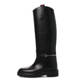 SHINY CALFSKIN MICHELANGELO SLIM HORSEBIT RIDING BOOTS BLACK
