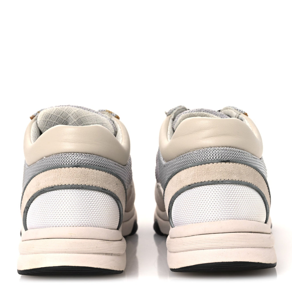 MESH SUEDE CALFSKIN GRAINED CALFSKIN WOMENS CC SNEAKERS GREY WHITE
