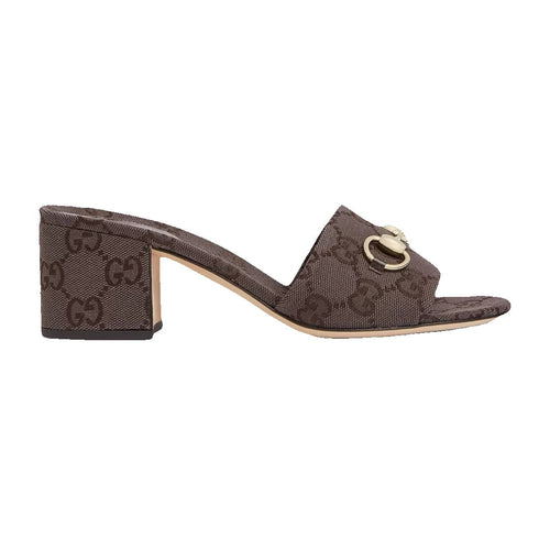 Gucci Horsebit Slide Sandals - Brown GG