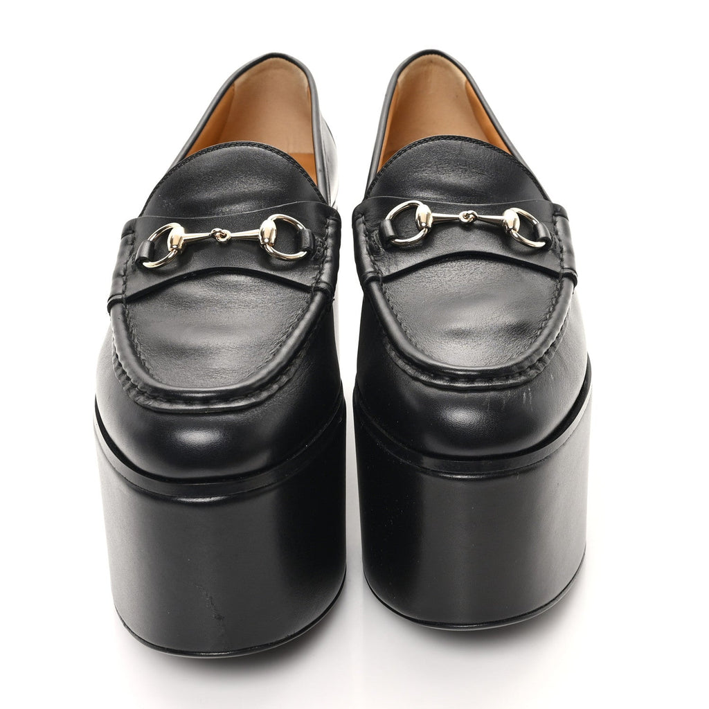ANCORA CALFSKIN WOMENS HORSEBIT PLATFORM LOAFERS BLACK