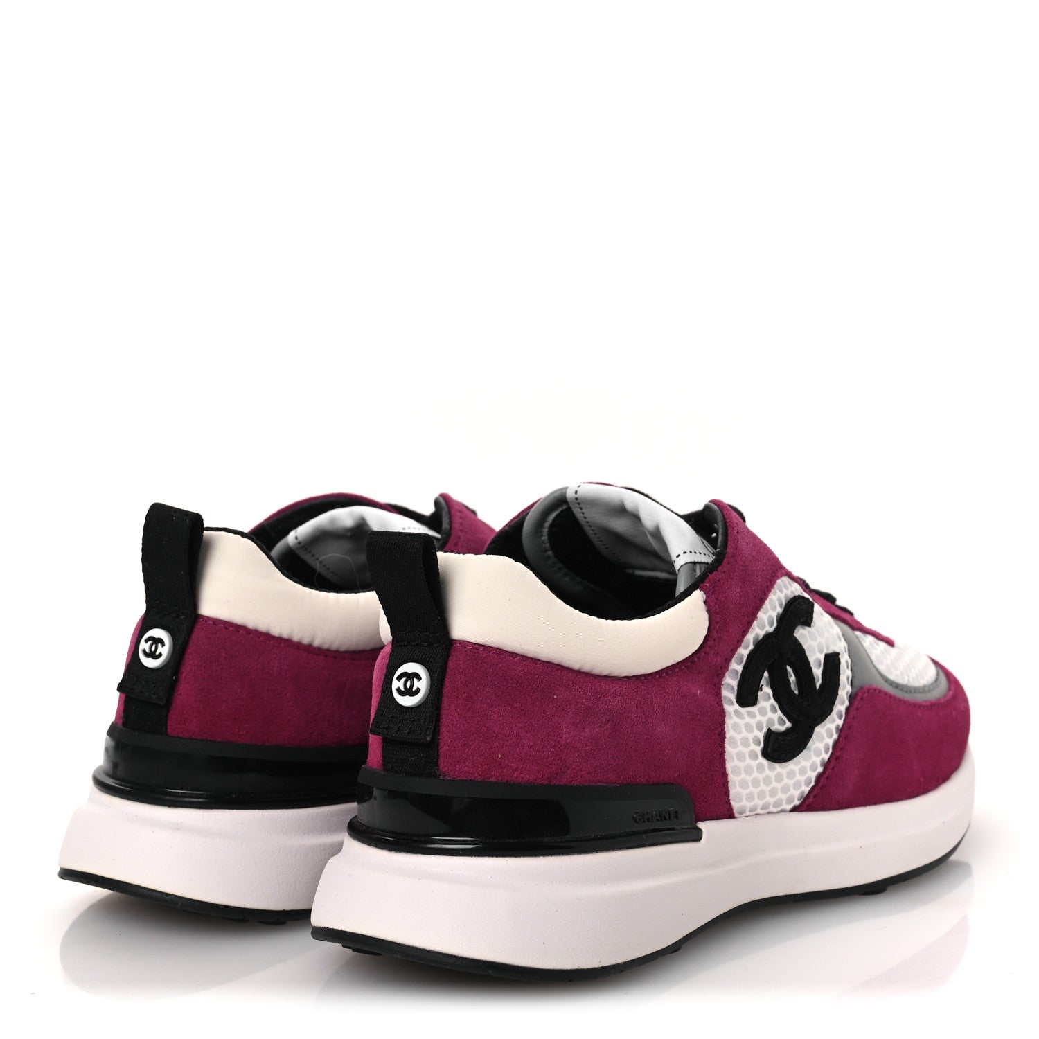 MESH SUEDE CALFSKIN WOMENS CC SNEAKERS WHITE DARK PINK GREY