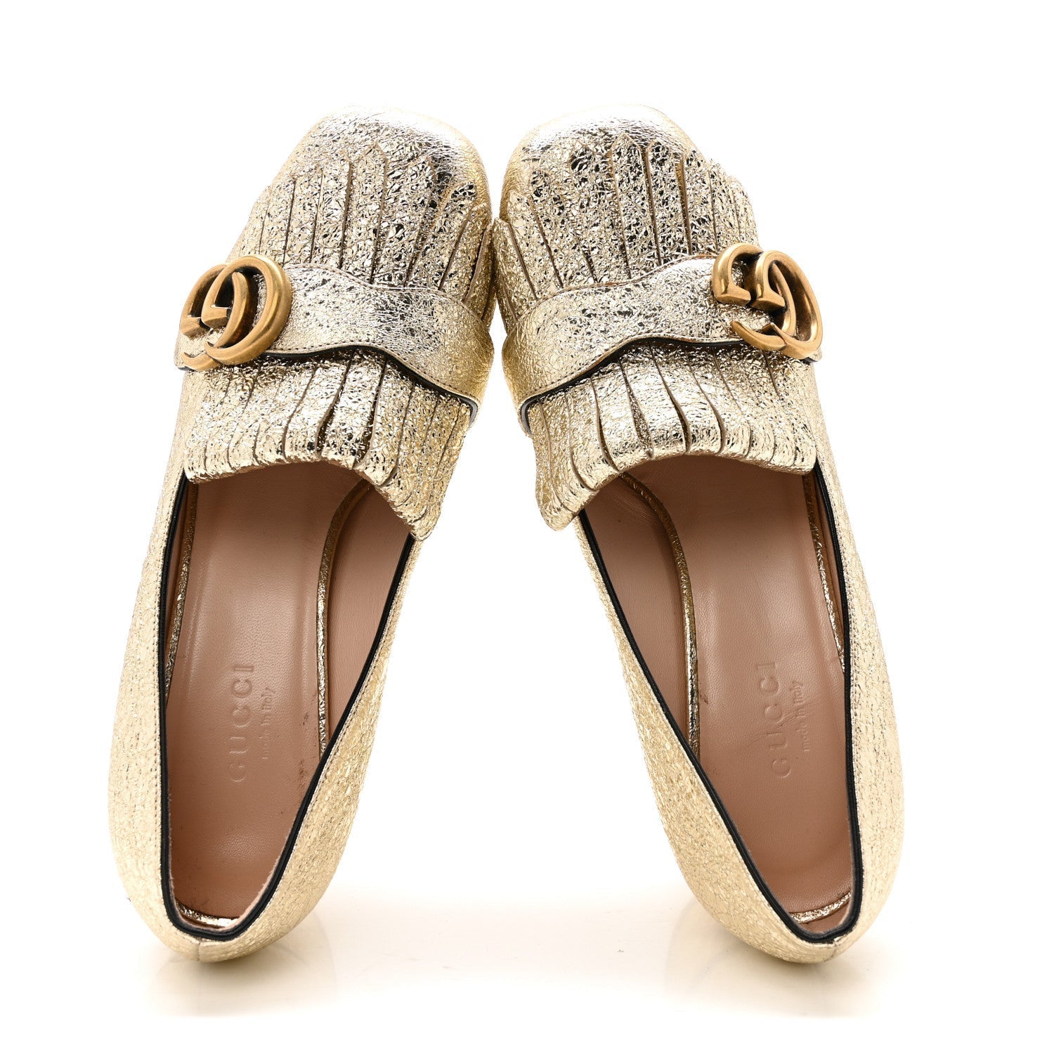 GALASSIA GG MARMONT FRINGE 50MM LOAFER PUMPS PLATINO