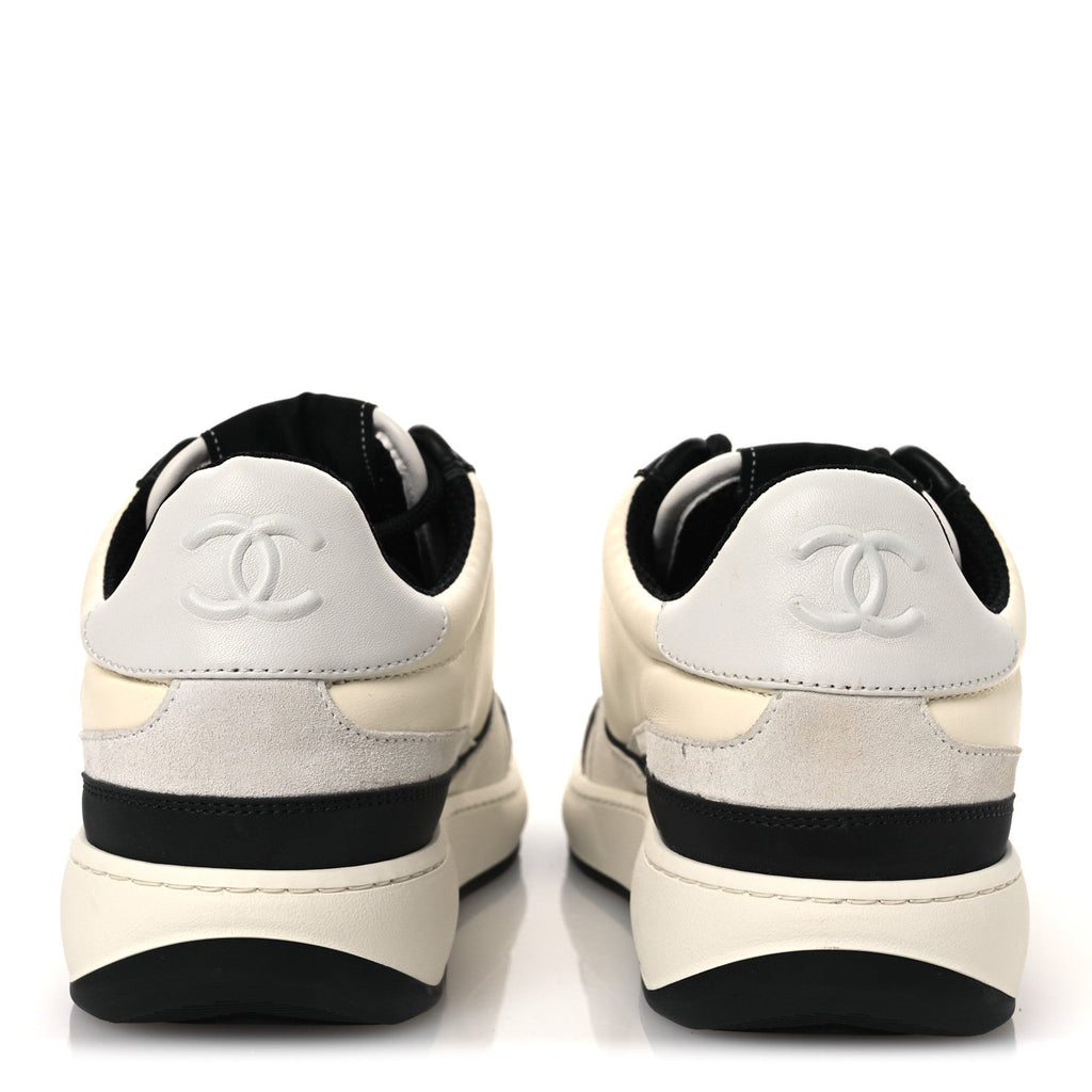LAMBSKIN SUEDE CALFSKIN SNEAKERS IVORY WHITE BLACK