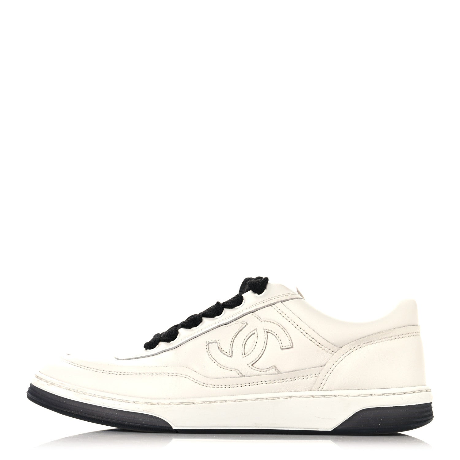 CALFSKIN CC WOMENS SNEAKERS WHITE BLACK