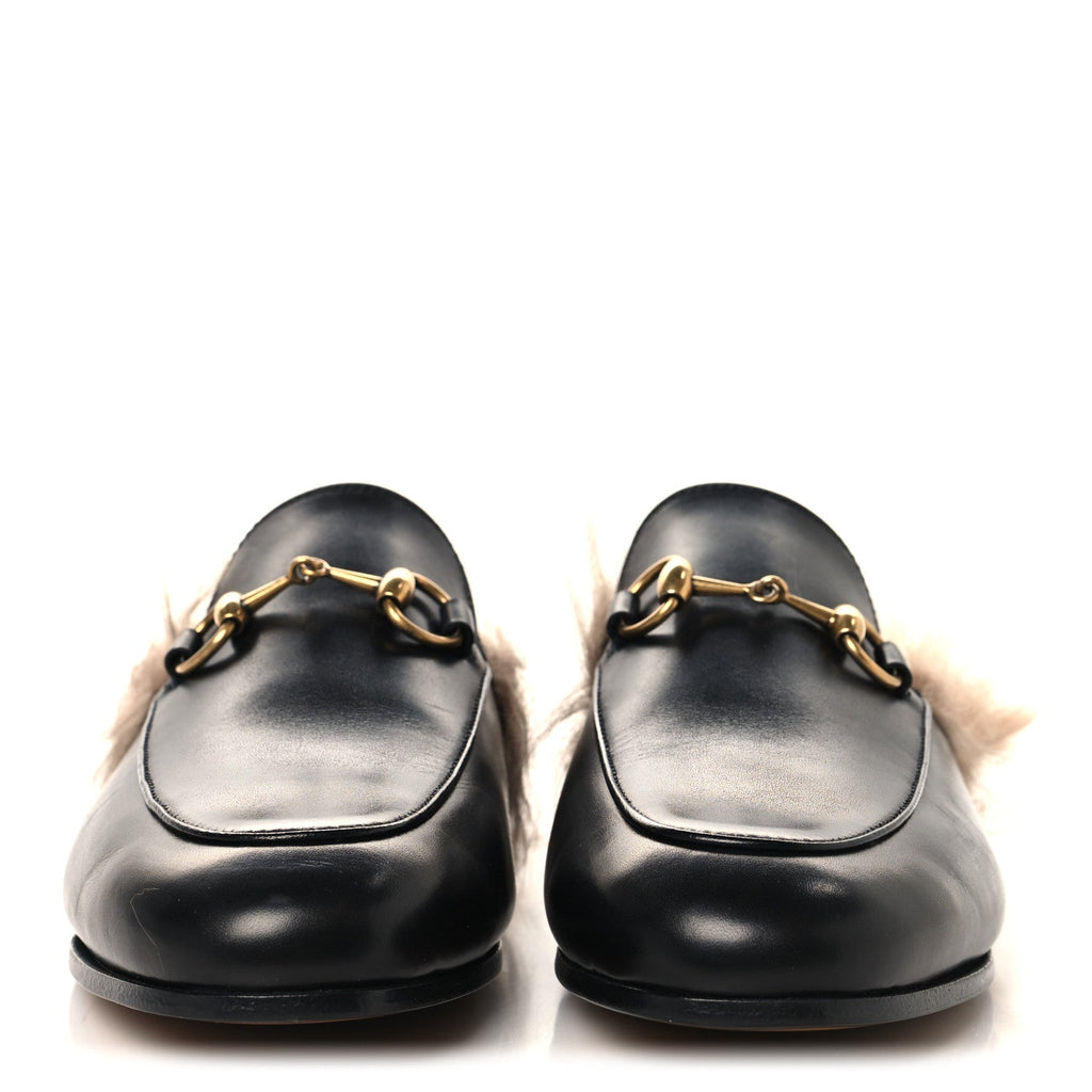 CALFSKIN FUR WOMENS PRINCETOWN SLIPPERS BLACK